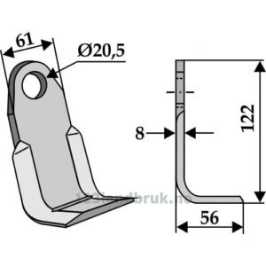 L-kniv / Slagstål - 122x61x8mm - Perfect, Tünnißen & Stocks