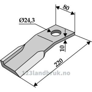 Slagstål - 220x80x10mm - Venstre - Humus