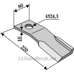 Slagstål - 220x80x10mm - Høyre - Humus