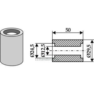 Innvendig foring - Ø12,5x50mm - Agromet