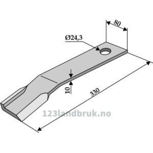 Slagstål  - 330x80x10mm - Venstre - Humus