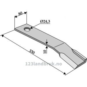 Slagstål  - 330x80x10mm - Høyre - Humus