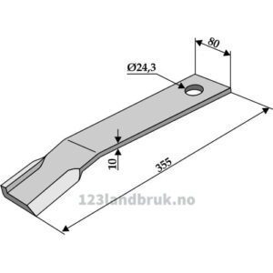Slagstål - 355x80x10mm - Venstre - Humus
