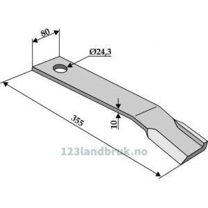 Slagstål  - 355x80x10mm - Høyre - Humus