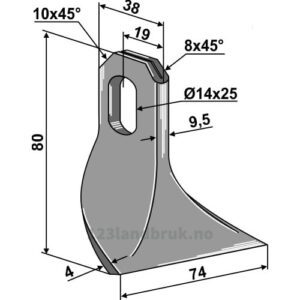 Slagstål - 80x38x9,5mm - John Deere