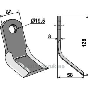 Y-Kniv - 128x60x8mm - John Deere