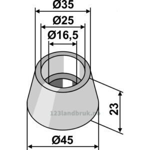 Foring-konisk - Ø16,5xØ45x23mm - Kuhn