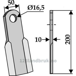 Kniv / Slagstål - Rett - 200x50x10mm - Kverneland, Maletti