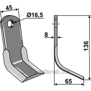 Y-Kniv  - 136x45x8mm - Gaspardo, Maschio, Terranova