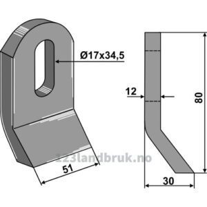Slagstål - 80x50x12mm - Müthing