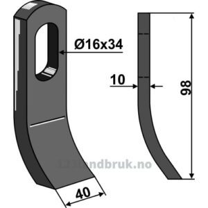 Slagstål - 98x40x10mm - Gilbers, Mulag, Noremat