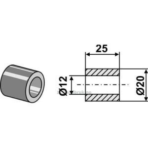 Aluminium Foring - Ø12xØ20x25mm - Mulag, Rousseau, Schmidt