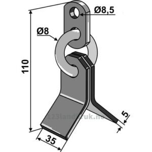 Y-Kniv med kjetting - 110x35x5mm - Mulag