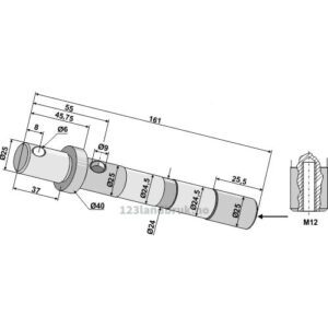 Bolt - Ø25x161mm - Mulag