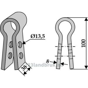 Holder til slagstål - 100x38x8mm - Gyro, Nicolas