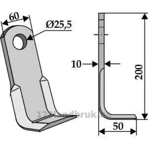 L-kniv / Slagstål - 200x60x10mm - Kuhn, M.E.A.A.T., Nobili, OMARV, Quivogne