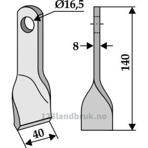 Slagkniv Vridd - 140x40x8mm - Kuhn, Nobili
