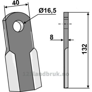 Kniv / Slagstål - Rett - 132x40x8mm - Ferri, Nobili