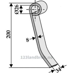 Slagstål - Senter - 200x34x8mm - Kuhn, Kverneland, Nobili