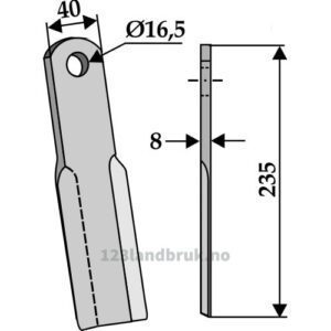 Kniv / Slagstål - Rett - 235x40x8mm - Nobili