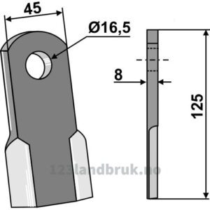 Kniv / Slagstål - Rett - 125x45x8mm - Nobili