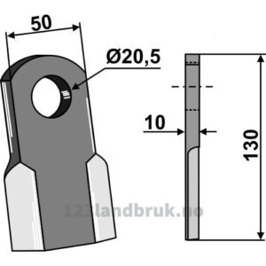 Kniv / Slagstål - Rett - 130x50x10mm - Nobili