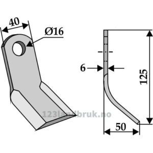 Y-Kniv  - 125x40x6mm - Bucher, Procomas, Rapid