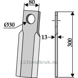 Kniv / Slagstål - Rett - 300x80x13mm - Procomas