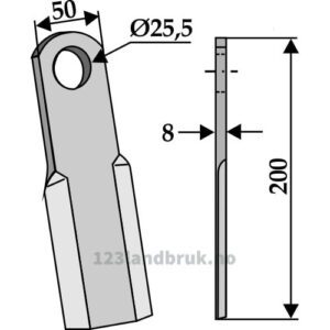 Kniv / Slagstål - Rett - 200x50x8mm - Rivierre Casalis