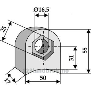 Holder til slagstål - 55x50x17mm - Høyre