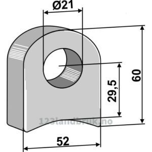 Holder For sveising - 60x52x19mm - Høyre - Desvoys