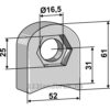 Holder For sveising - 61x52x18mm - Høyre - Sicma