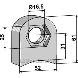 Holder For sveising - 61x52x18mm - Høyre - Sicma