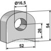 Holder For sveising - 54x52x18,5mm - Høyre - Nobili