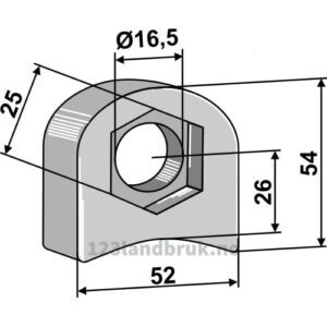 Holder For sveising - 54x52x18,5mm - Venstre - Nobili