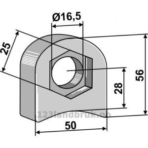 Holder For sveising - 56x50x17,5mm - Høyre - Agricom