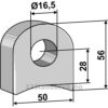 Holder For sveising - 56x50x17,5mm - Venstre - Agricom