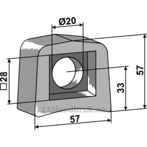 Holder For sveising - 57x57x22mm - Høyre - Berti