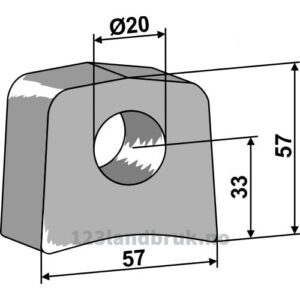 Holder For sveising - 57x57x22mm - Venstre - Berti