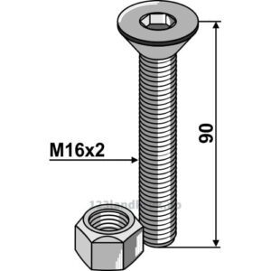 Umbraco med mutter - 10.9 - M16x2x90mm - Röll