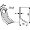 Y-Kniv  - 145x60x8mm - Sauerburger