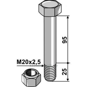 Bolt med Låsemutter - 10.9 - M20x2,5x120mm - Sauerburger
