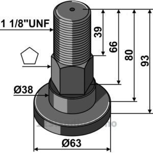 Bolt - 10.9 - 1 1/8" UNFx93mm - Schulte