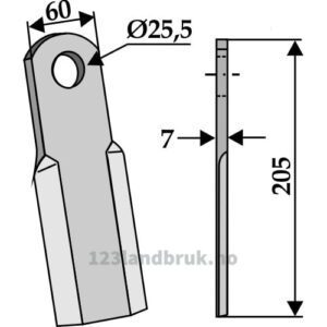 Kniv / Slagstål - Rett - 205x60x7mm - Seko