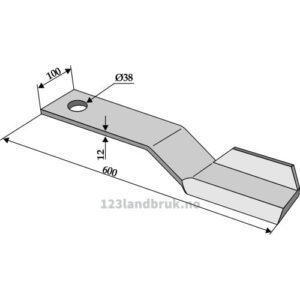 Slåmaskinkniv - 600x100x12mm - Venstre - Mc Connel, Spearhead