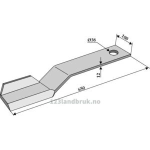 Slåmaskinkniv - 650x100x12mm - Høyre - Mc Connel, Spearhead