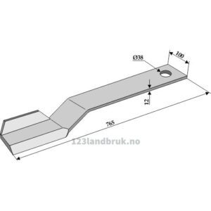 Slåmaskinkniv - 765x100x12mm - Høyre - Spearhead