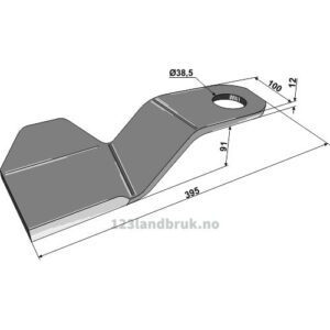 Slåmaskinkniv - 395x100x12mm - Høyre - Mc Connel, Spearhead
