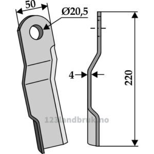 Slåmaskinkniv - 220x50x4mm - Venstre - Staiger