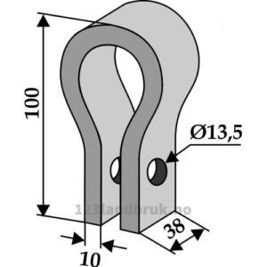 Holder til slagstål - 100x38x10mm - Taarup